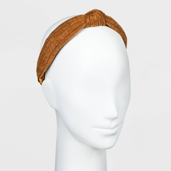 Knot-Front Brown Headband With Elastic - Picture 1 of 1